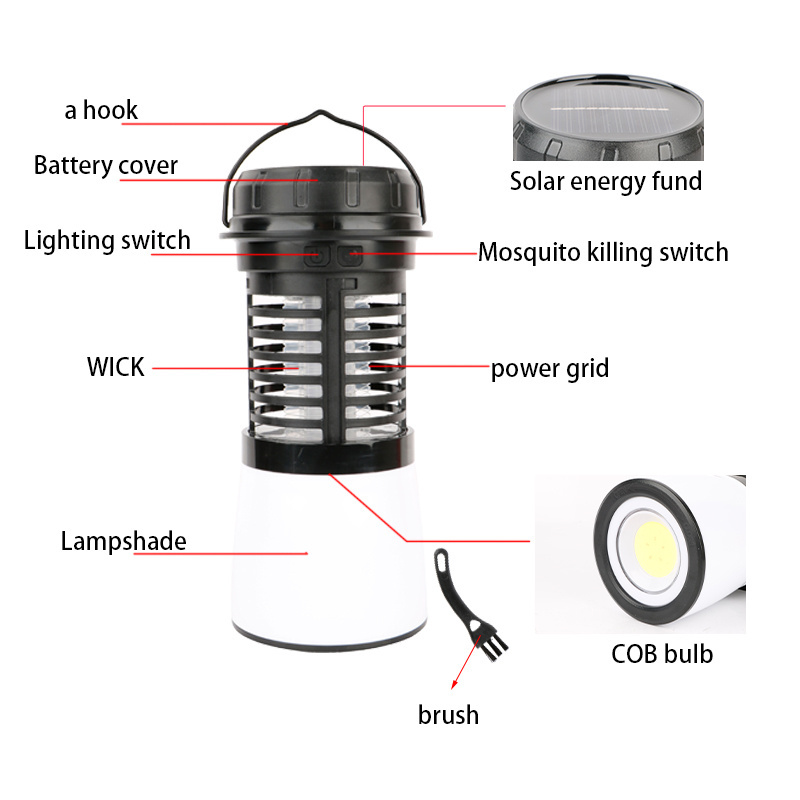 Orlite Bug Zapper Solar Outdoor Camping Lantern LED Flashlight Tent Light  Portable Waterproof Mosquito Killer Camping Lamp