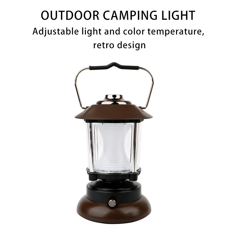 Portable Survival Lanterns Waterproof Retro Lantern Stepless Dimming rechargeable Outdoor Camping Lights