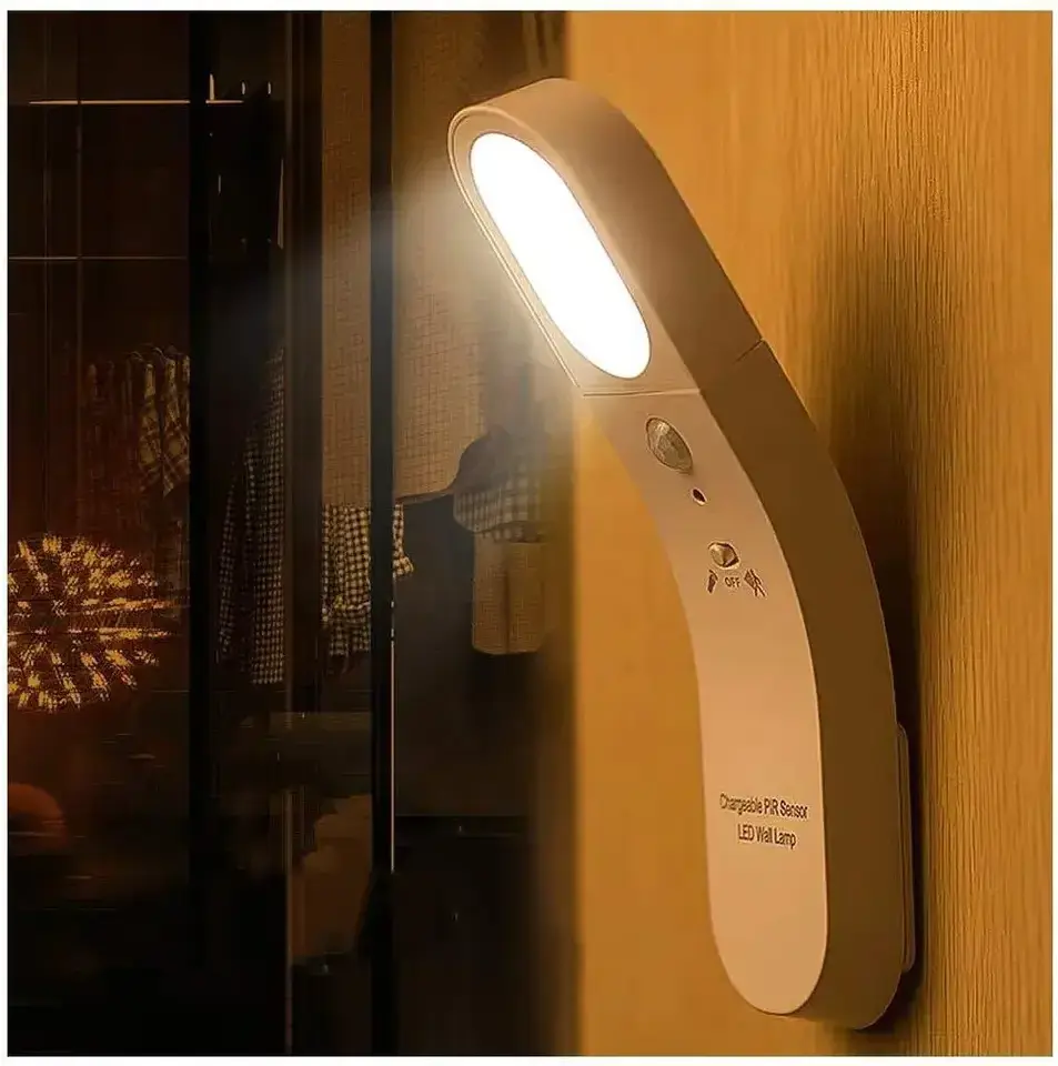 USB rechargeable fashionable motion sensor night light stick-on anywhere LED wall light for kids bedside stairs hallway bathroom