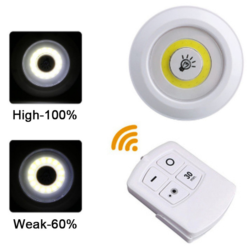 High Brightness COB Puck Switch Light Kitchen Wall Lights Round LED Night Lighting with Remote Control