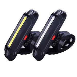 2pack USB Rechargeable COB LED Bicycle Light Front Rear White Red Blue Lights Lamp Waterproof Helmet Flashlight For Bike Riding