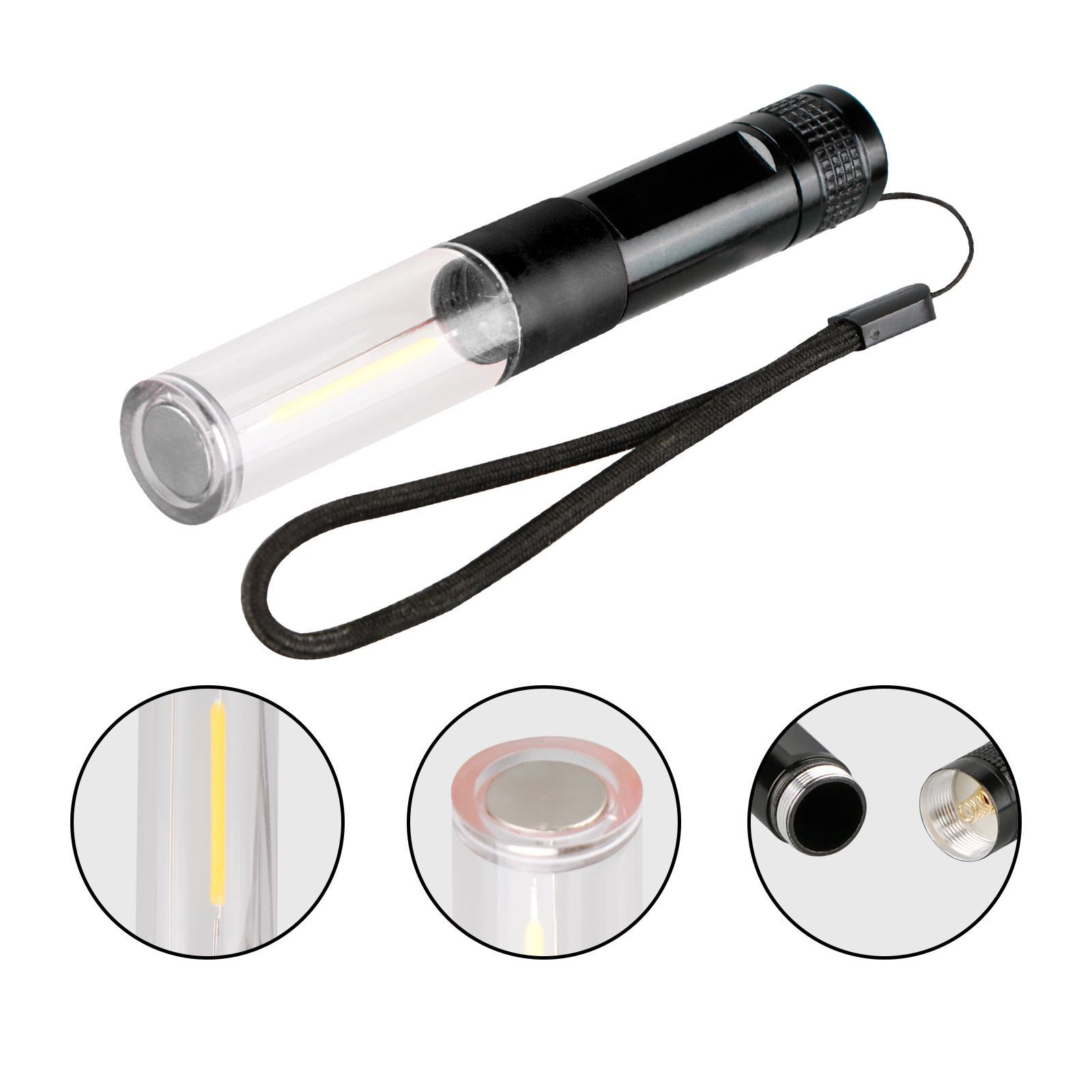 Led Glow Stick Wand Torch USB Rechargeable 5 Modes Magnetic Flashlight Light Bar for Emergency Camping Concert Stage