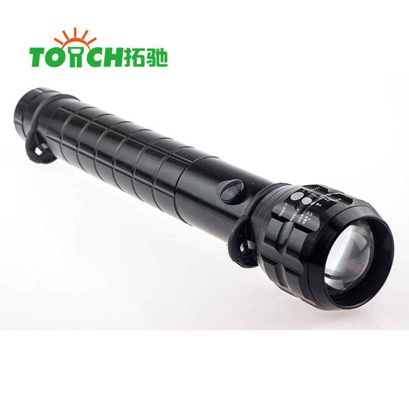 Outdoor hiking patrol utility high power big led torch flashlight with compass