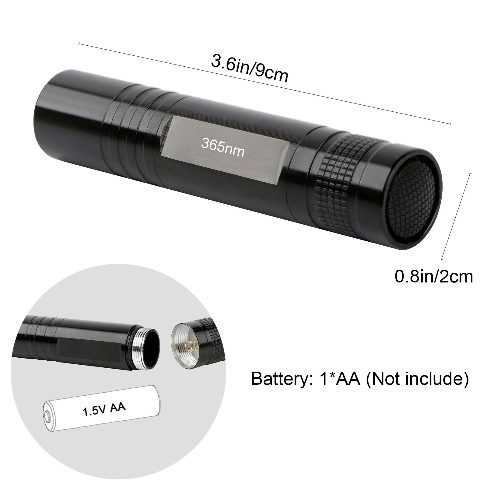 365nm Led UV Flashlight Mini Ultraviolet Pen Black light Lamp Portable Detector Torch For Pet Power By AA Battery