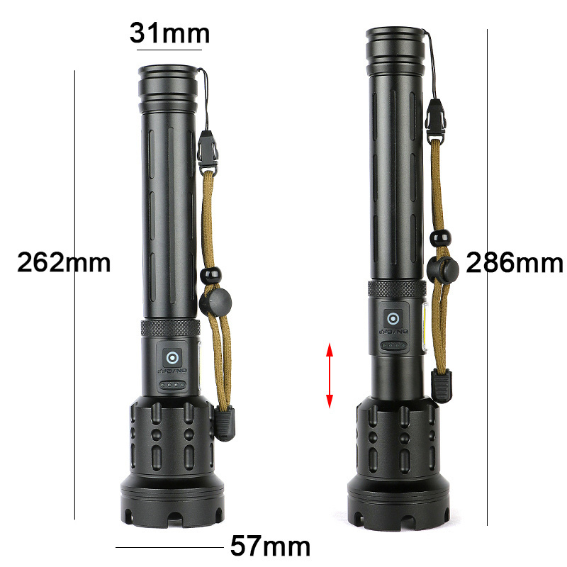 2022 High Power Led Flashlight Lumen XHP90 Flashlight USB Rechargeable P90.2 COB LED Flashlights Zoom Handheld Torch Light