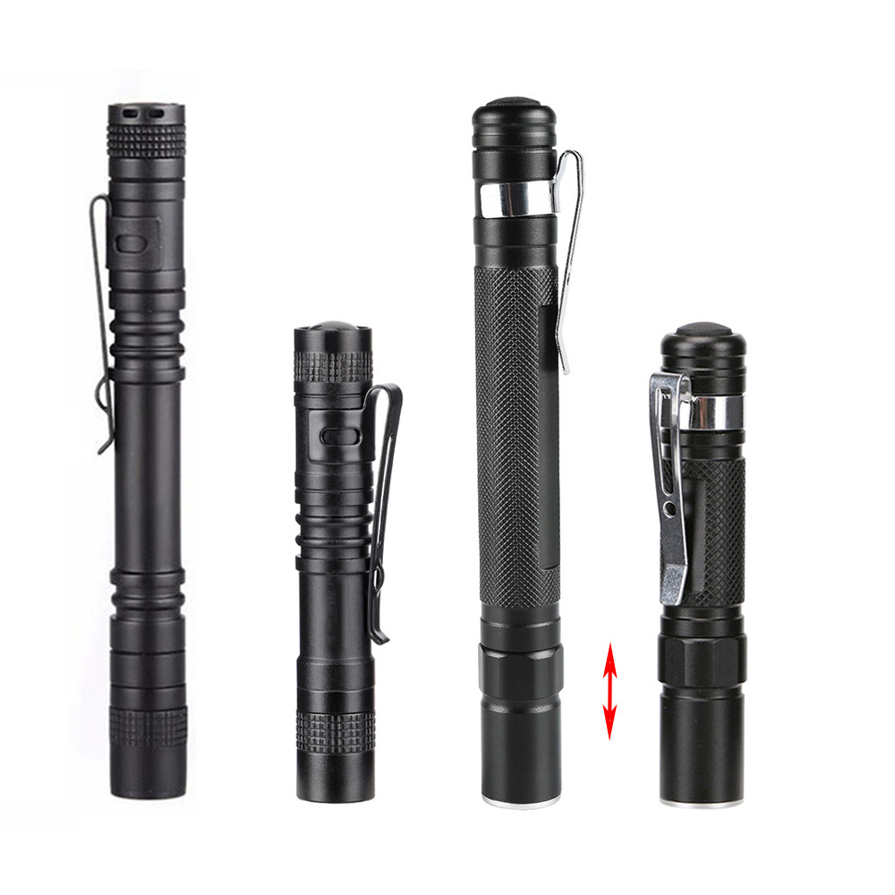 Super Bright Mini LED Flashlight 3A Battery Waterproof Pocket Pen Light Zoomable Torch Lights