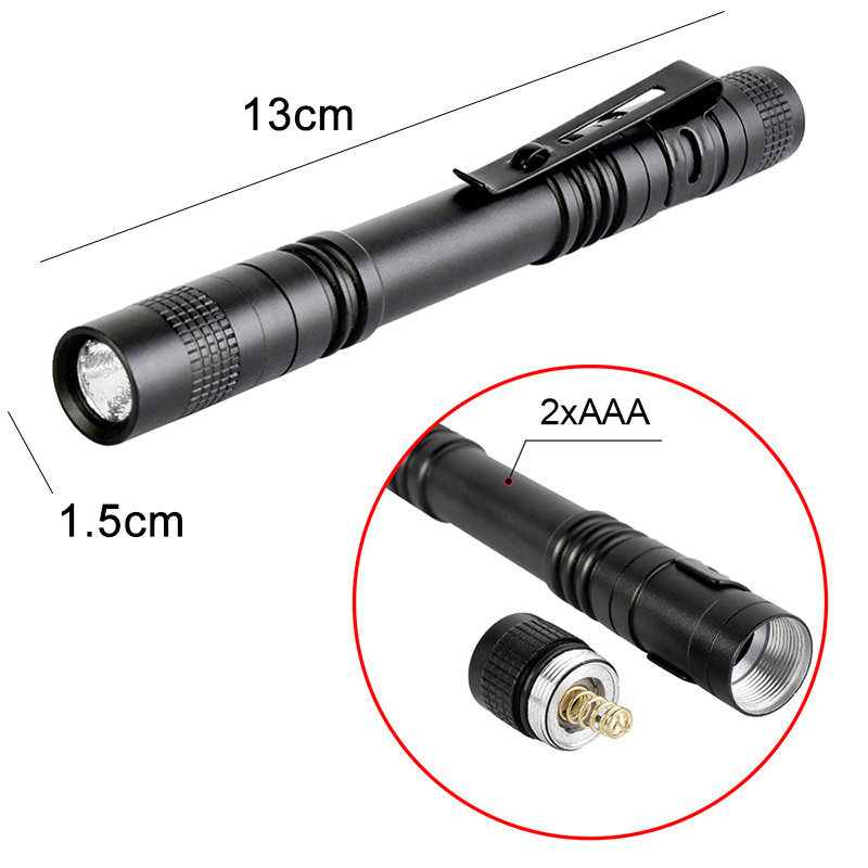 Super Bright Mini LED Flashlight 3A Battery Waterproof Pocket Pen Light Zoomable Torch Lights