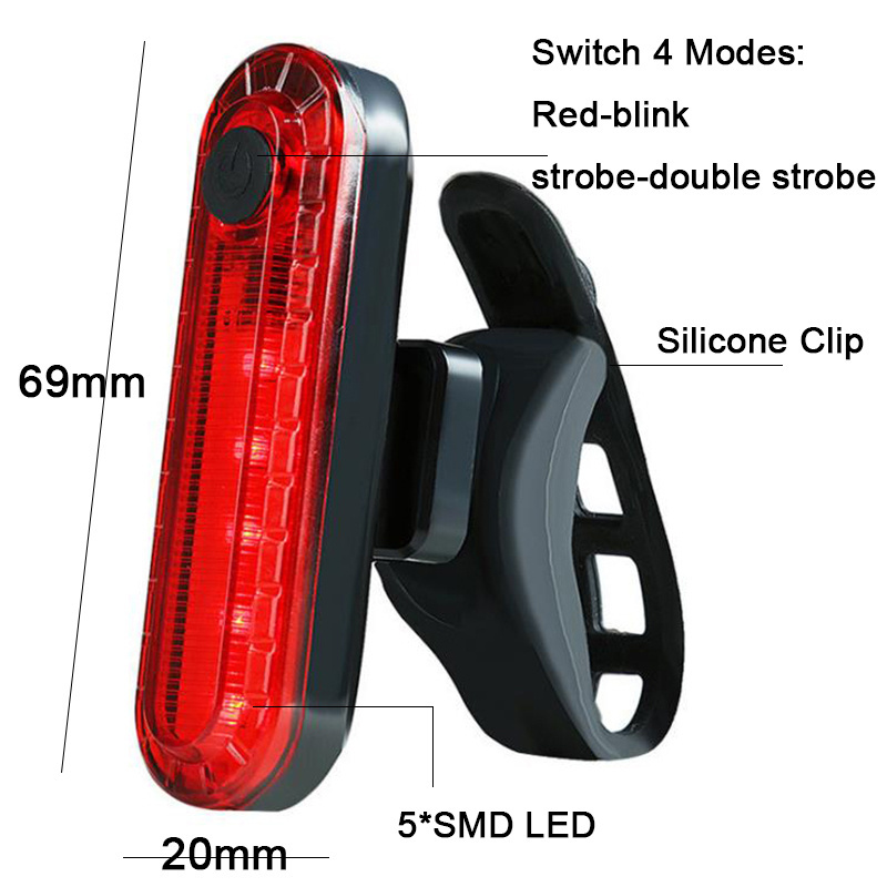 TOACH Waterproof USB Rechargeable LED Bike Light Tail Bicycle Lights Cycling Helmet Backpack Rear Lamp