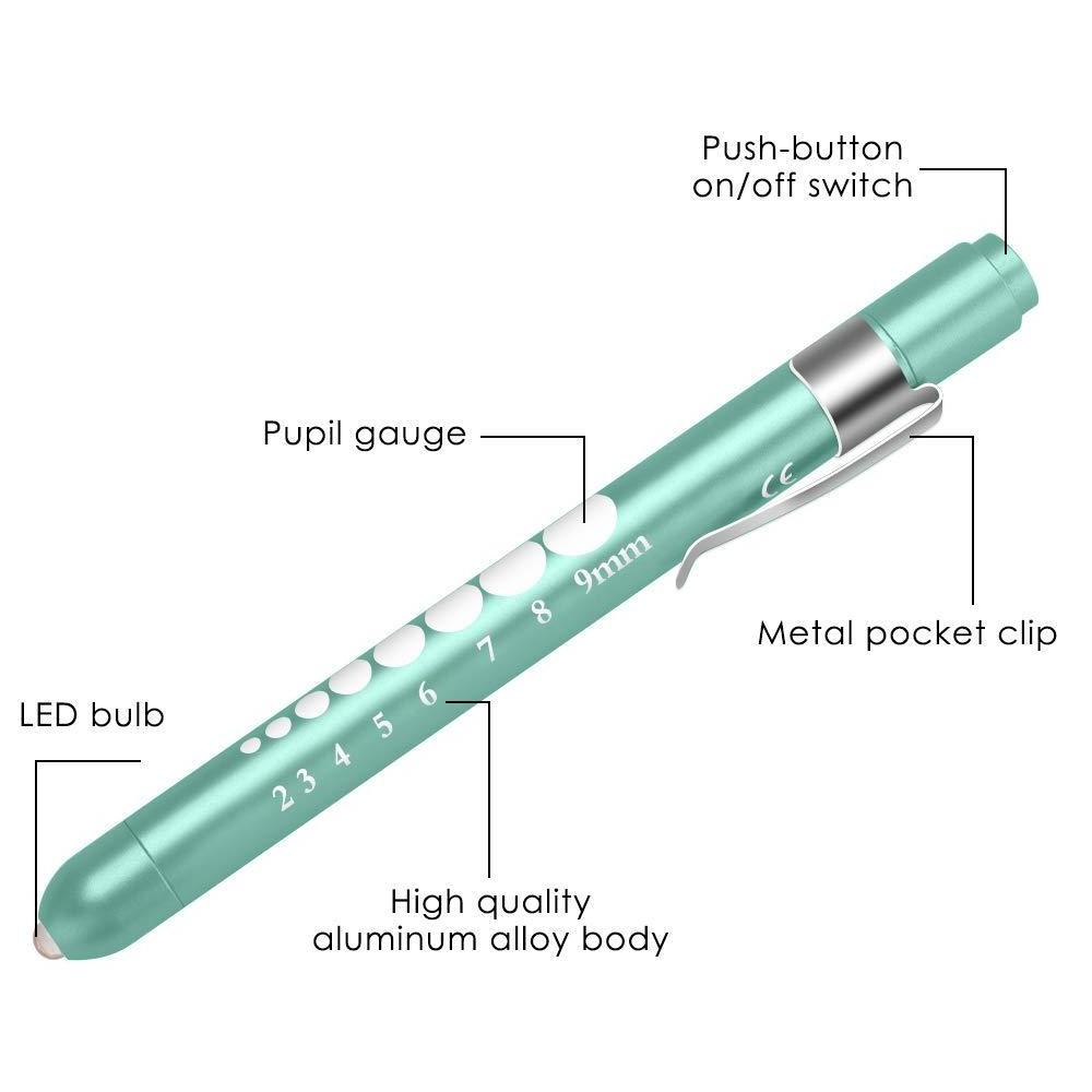 With Pupil Gauge for Nurses Students Doctors with Pocket Cli Reusable LED Medical Penlight EDC Flashlight 3*A Emergency 10000 10