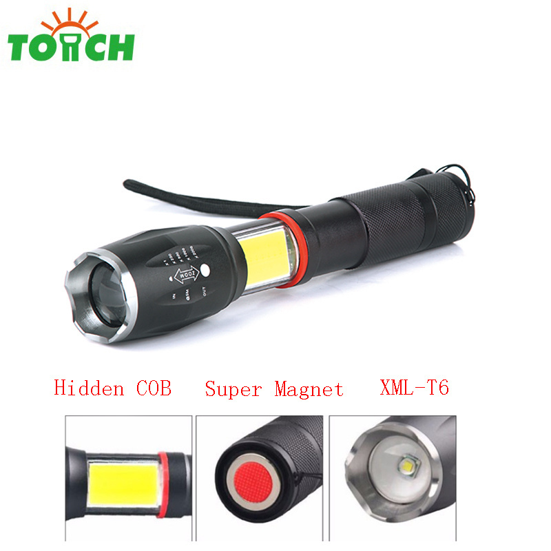 2 Pack Multifunction COB led tactical flashlight tail super magetic led rechargeable flash light self defense for hunting