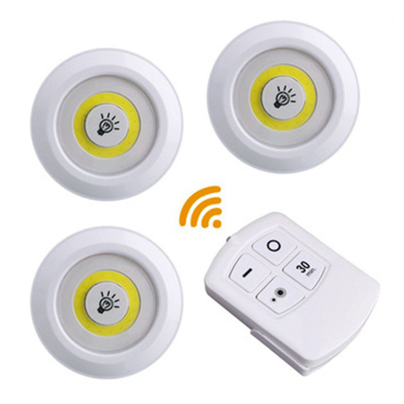 High Brightness COB Puck Switch Light Kitchen Wall Lights Round LED Night Lighting with Remote Control