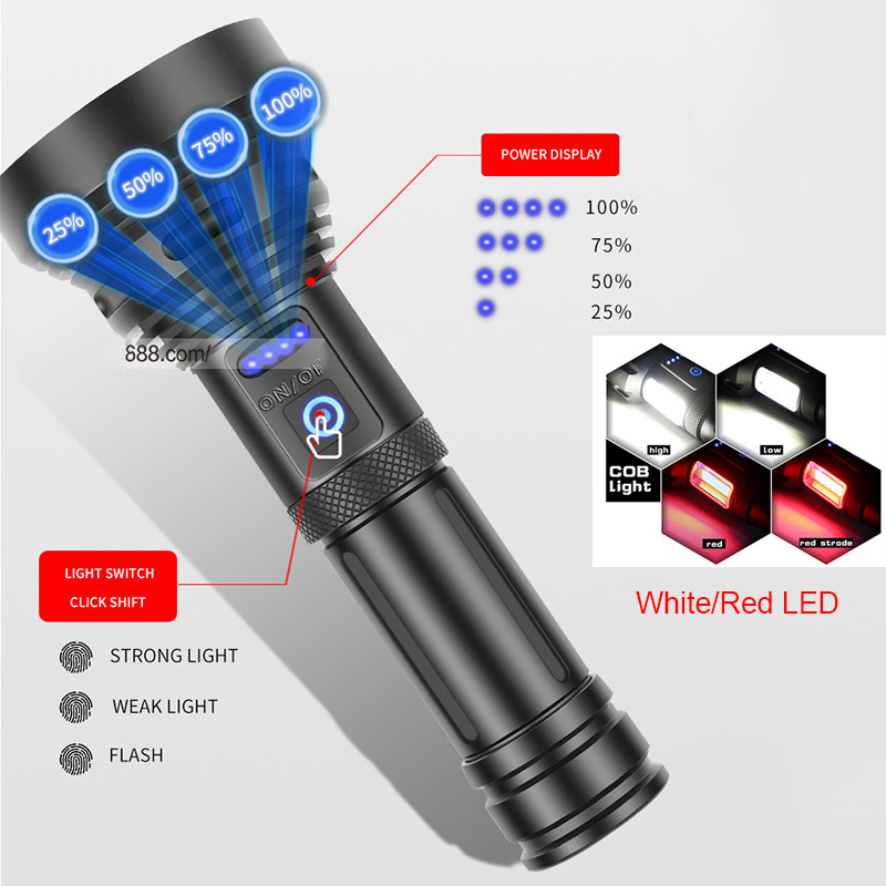 Tactical longest shooting 2000 meters usb rechargeable white laser flashlight torch red hand flash light for searching SOS