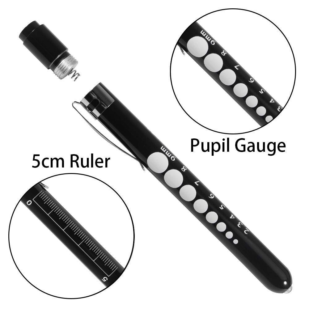 With Pupil Gauge for Nurses Students Doctors with Pocket Cli Reusable LED Medical Penlight EDC Flashlight 3*A Emergency 10000 10