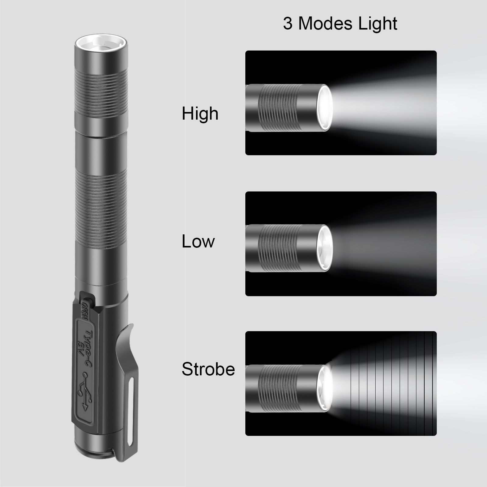 Orlite LED Pocket Pen Light Flashlight With Clip Handheld Pocket Compact Torch for Camping Outdoor Emergency Inspection Repair