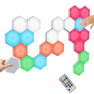 Orlite Smart Hexagon LED Lights Remote DIY Geometry Hex Light Touch Sensitive RGB Colorful Wall-Mounted Panels Puck Light