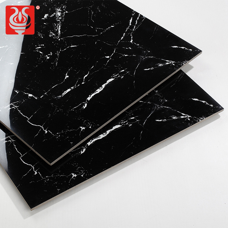 Torch 60x60 Full Polished Black And White Marble Interior Ceramic Floor Tile