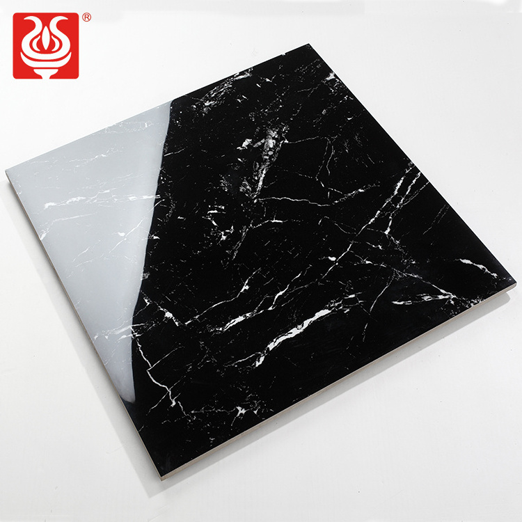 Torch 60x60 Full Polished Black And White Marble Interior Ceramic Floor Tile