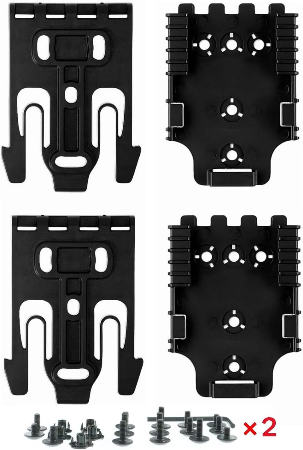 2 Pcs QLS Kit Quick Locking Belt Accessories Quick Connect Drop Leg Holster  Mid-Ride Universal Belt Loop Black