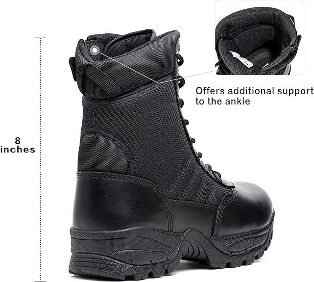 Tactical Work Boots Black Combat Boots for Motorcycle Hiking