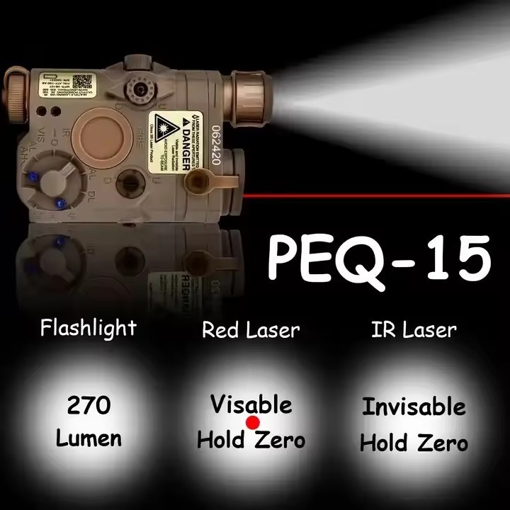 LA5 PEQ-15 Battery Box Tactical Led flash light with red IR Laser Tactics case Multi-function