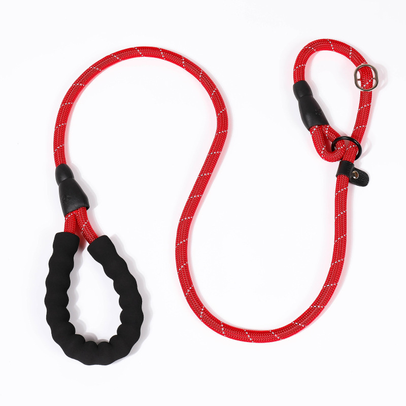 P Chain All In One Design Reflective Nylon Cat Dog Leash With Foam Handle At Night