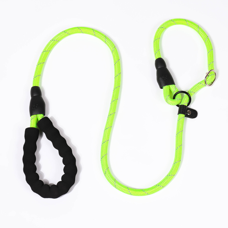 P Chain All In One Design Reflective Nylon Cat Dog Leash With Foam Handle At Night