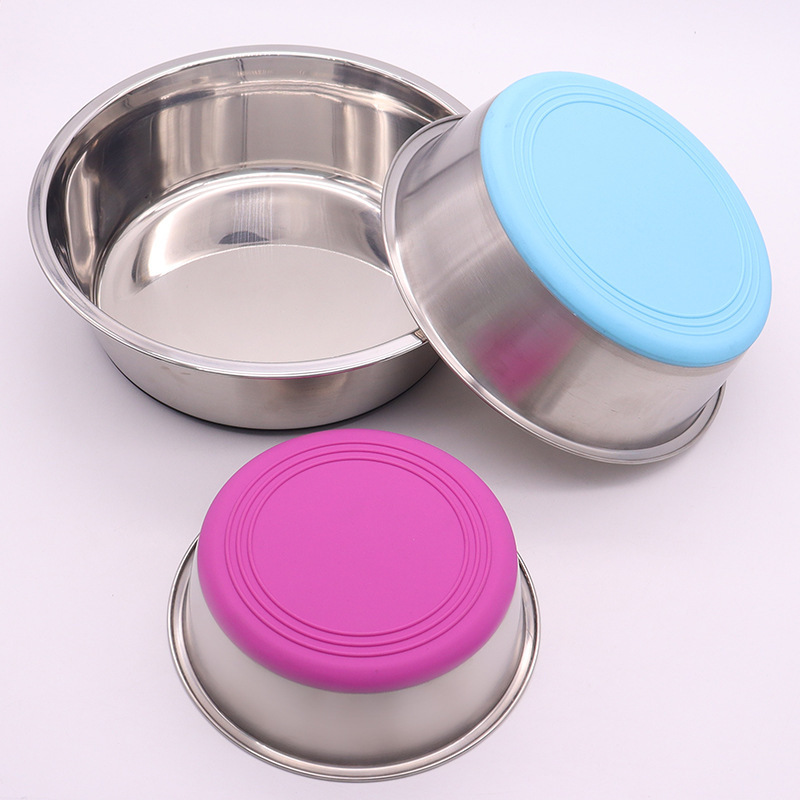 Portable Pet Bowl Cat Drinker Pet Food Dog Feeder With Stainless Steel Bowl Rubber Sole