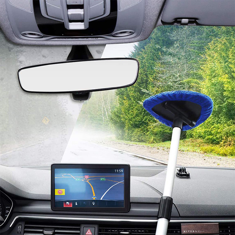 Top Quality Extendable Long Handle Car Windshield Cleaner Car Interior Exterior Fog Remove Cleaning Cloth Brush