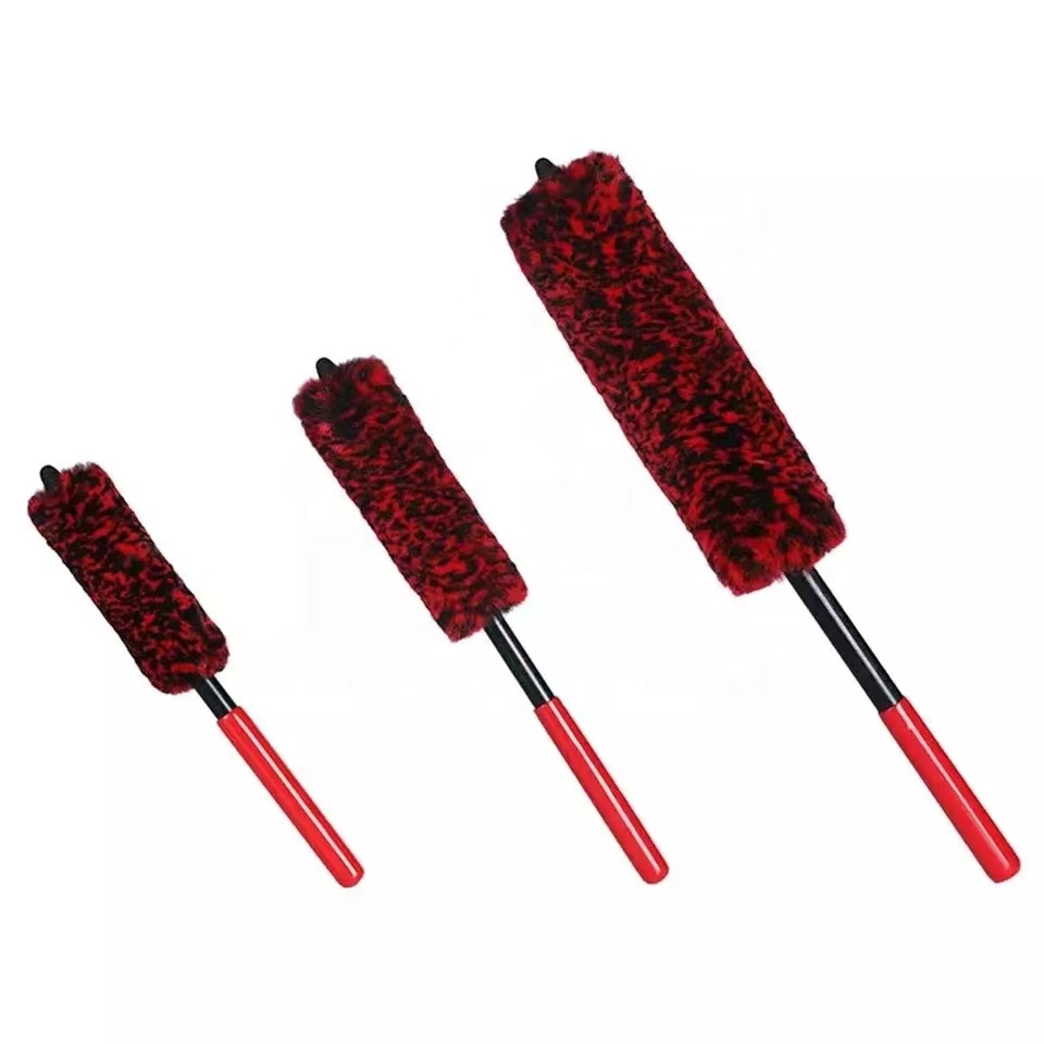 NBT 3PCS Metal Free Synthetic Plush Woolies Wheel Rim Brush Dense Fibers Large Wheel Car Detailing Brush Kit