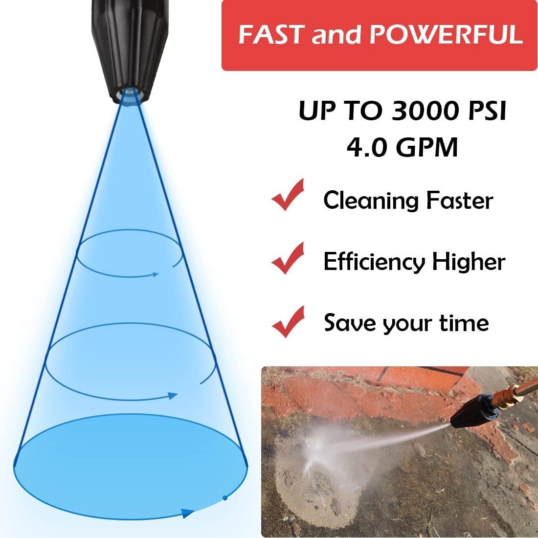 1/4 High Pressure Car Washer Cleaning Head Quick Connection Spray Nozzle Wash Dirt Blaster Rotating Nozzle