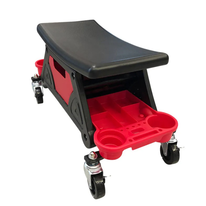 OEM Multifunctional Tools Organizer Rolling Mechanic Seat Car Wash Stool Car Beauty Seat With Extra Storage Trays