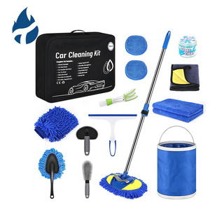 NBT 14PCS Car Care Washing Tools Detailing Brush Set Collapsible Bucket Microfiber Cloth Car Cleaning Kit