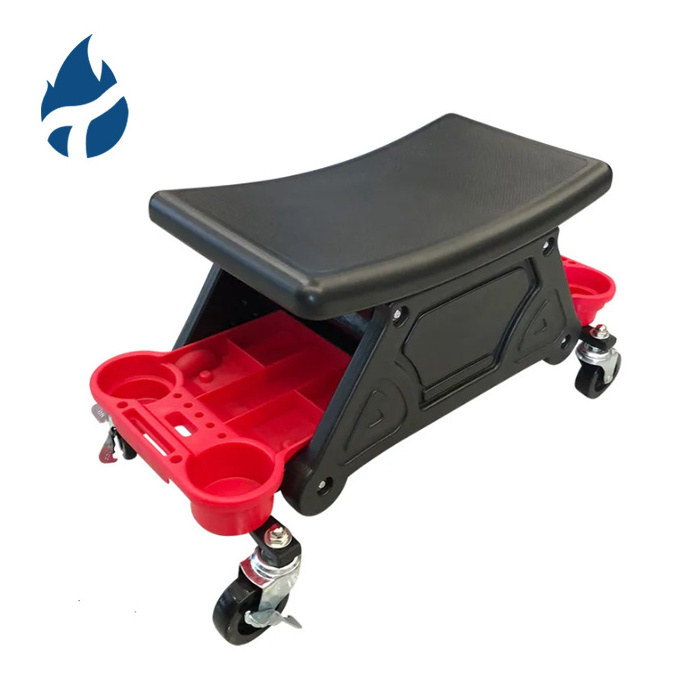 OEM Multifunctional Tools Organizer Rolling Mechanic Seat Car Wash Stool Car Beauty Seat With Extra Storage Trays