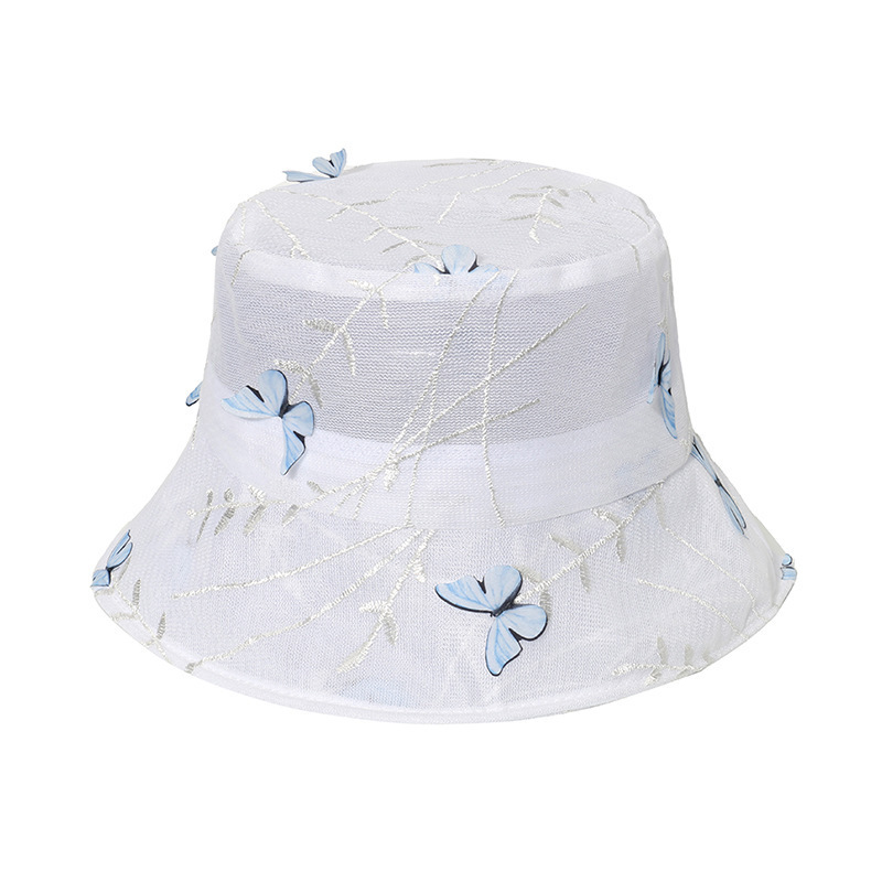 New Fashion Wholesale Flower Church Hats Elegant Summer Ladies Organza Wedding Hats Women Church Bucket Hats