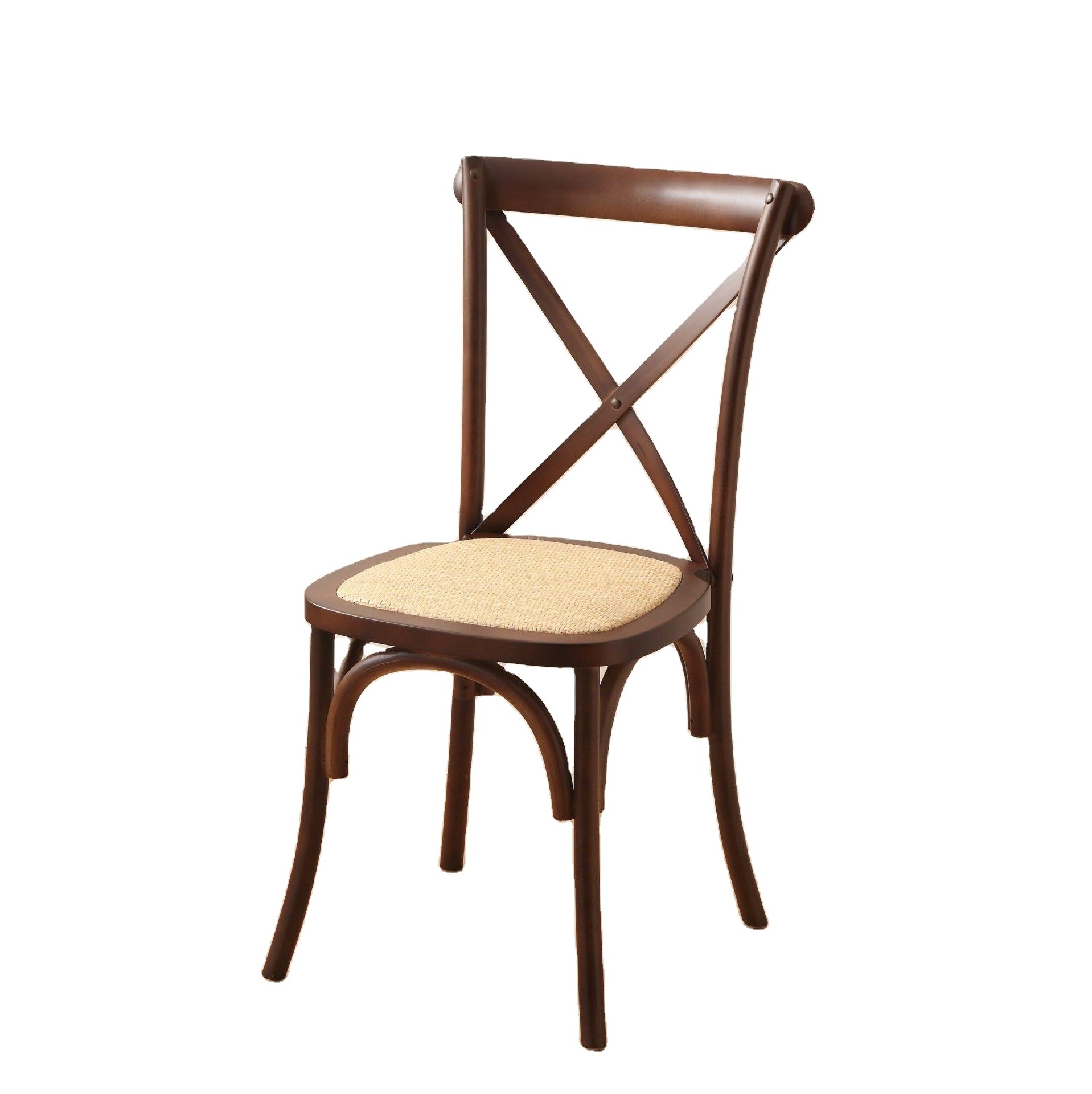 Vintage Solid Wood Dining Chairs Banquet And Wedding Rattan Chairs Sturdy And Stackable Commercial And Household Chairs