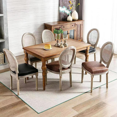 High quality classic French style K/D antique carved wood restaurant banquet chair dining room sets