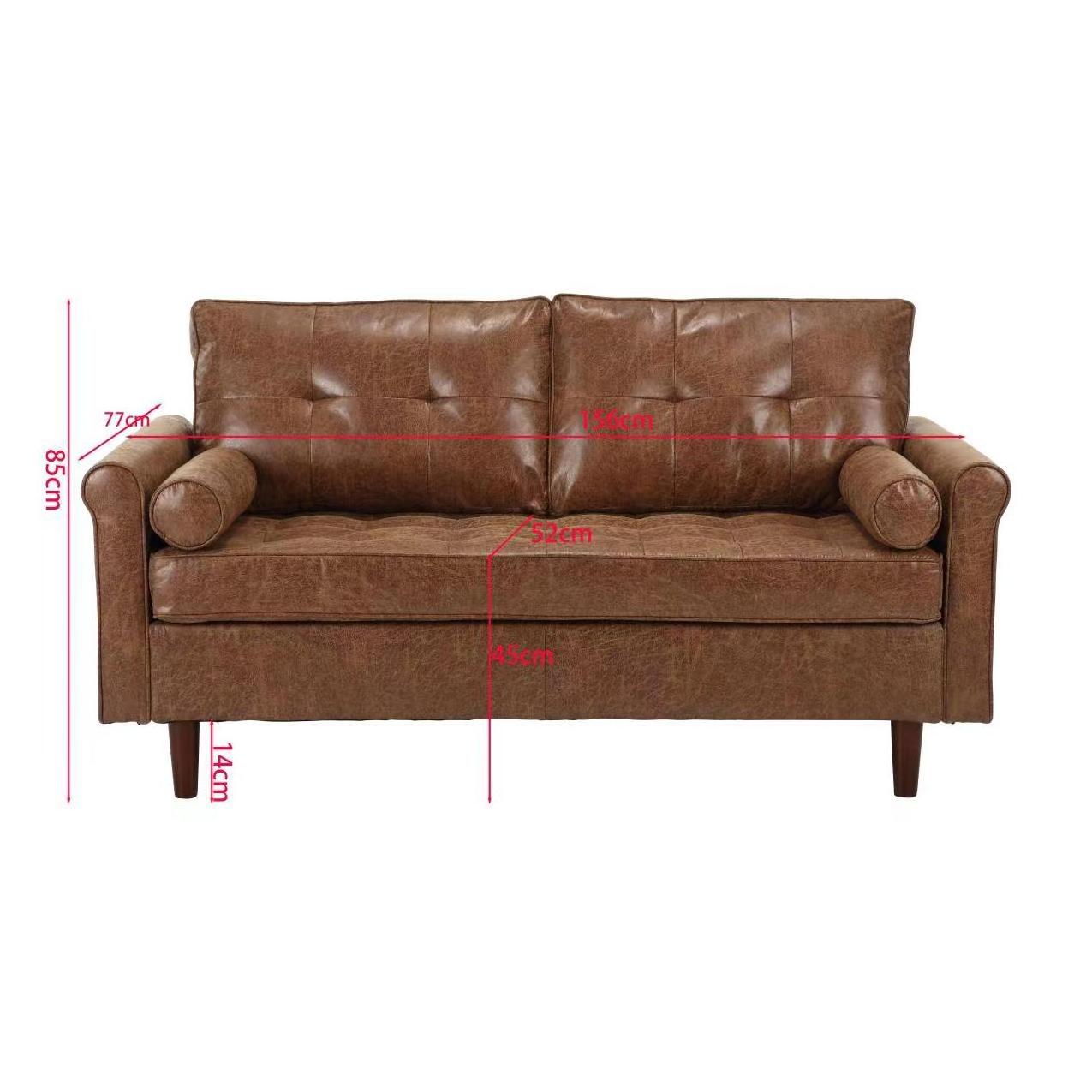 TOSEE Antique Classical Designed Leather Fabric Upholstered Wood Legs Living Room Sofa