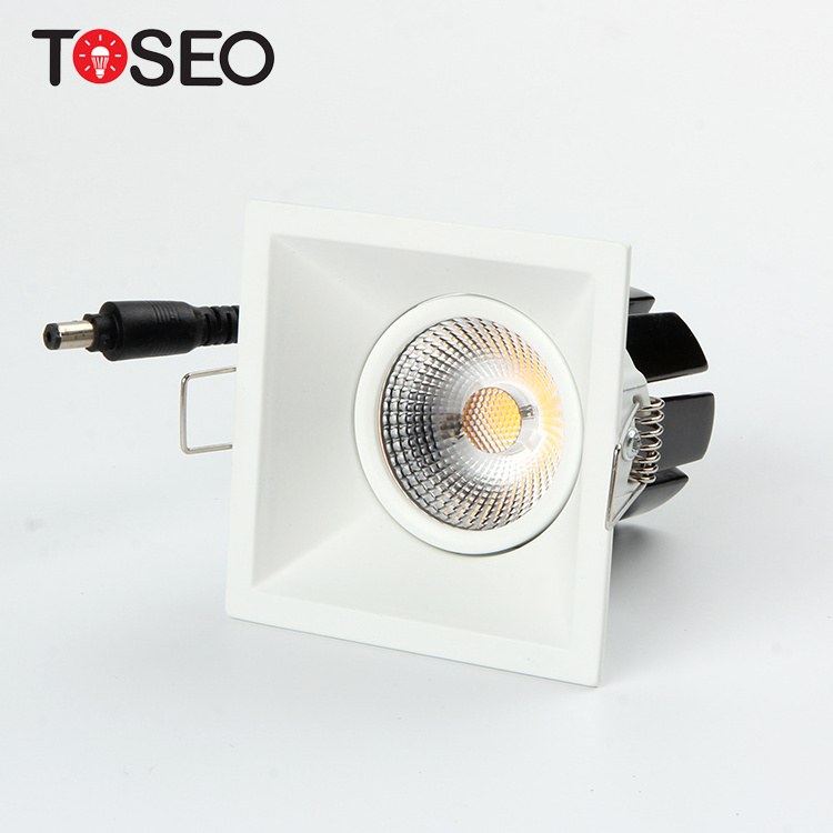 Cob 220v Led Down Lighting Recessed Square Anti-glare Spotlight Ip20 Fire-rated Led Ceiling Downlighs  Modern White, Black