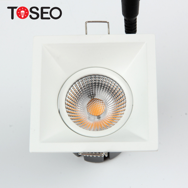 Cob 220v Led Down Lighting Recessed Square Anti-glare Spotlight Ip20 Fire-rated Led Ceiling Downlighs  Modern White, Black