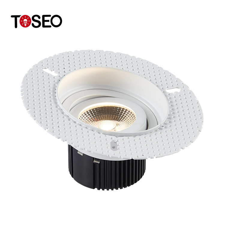 White Round Led GU10 Ceiling light 125mm Recessed Trimless Anti Glare Downlights