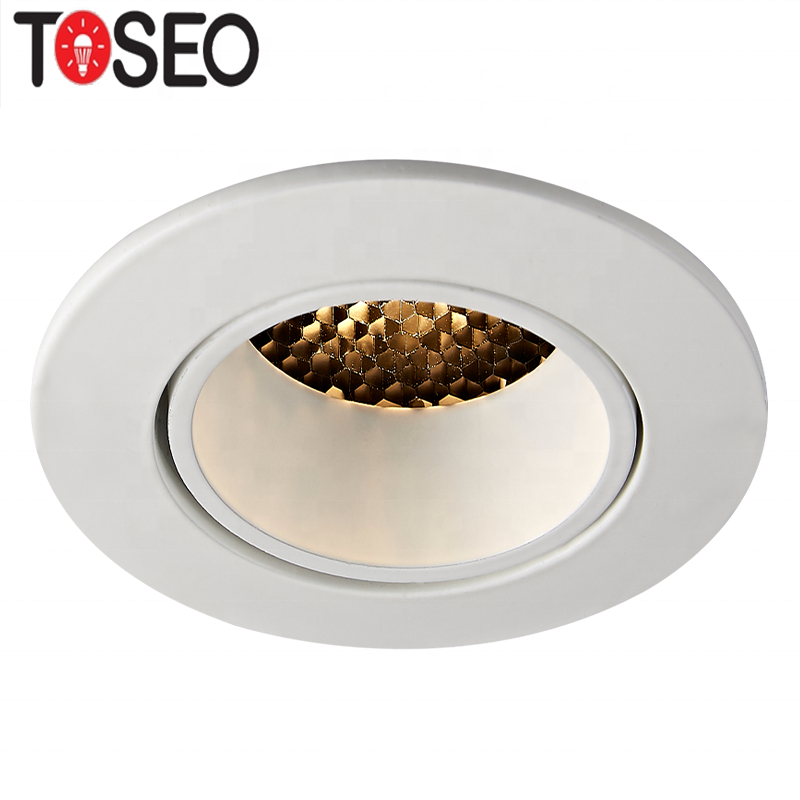 TOSEO Frame Adjustable Honeycomb Gu10 Mr16 Anti Glare Recessed Downlights Round Small Aluminum Modern Customized LED 3W 5W 6W 7W