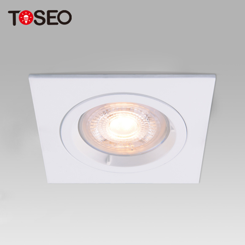 TOSEO Custom Die Casting Aluminum Lighting Fixtures IP20 Gu10 Recessed Square Led Downlight