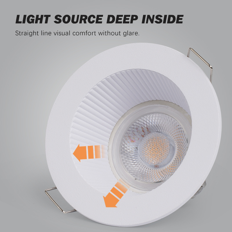 Indoor Lighting 3W 5W 6W 7W Ceiling Light Housing Anti-glare Recessed COB Die-cast LED Downlight