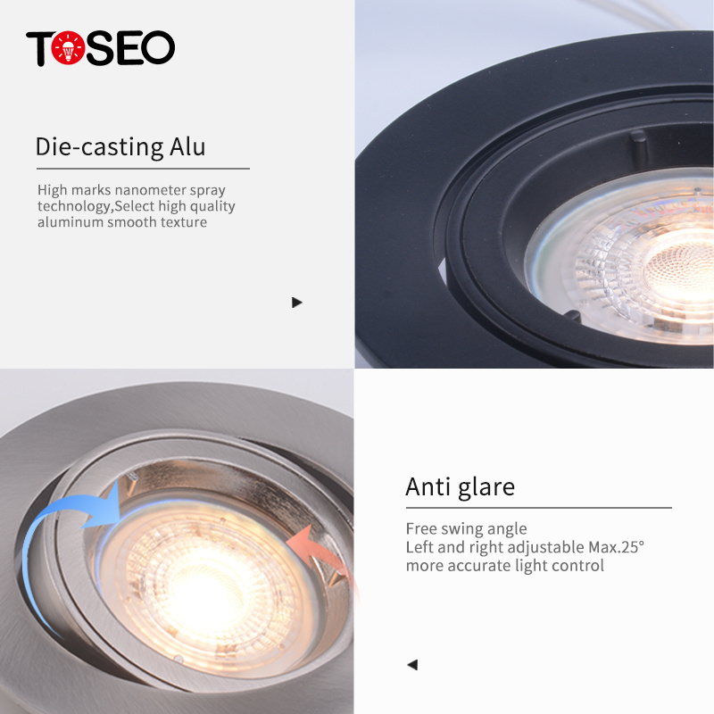 Toseo Recessed Down Lights Led Ceiling Light Downlight Custom-made Aluminium Adjustable Gu10 3W 5W 7W Aluminum Modern Ip20 50000