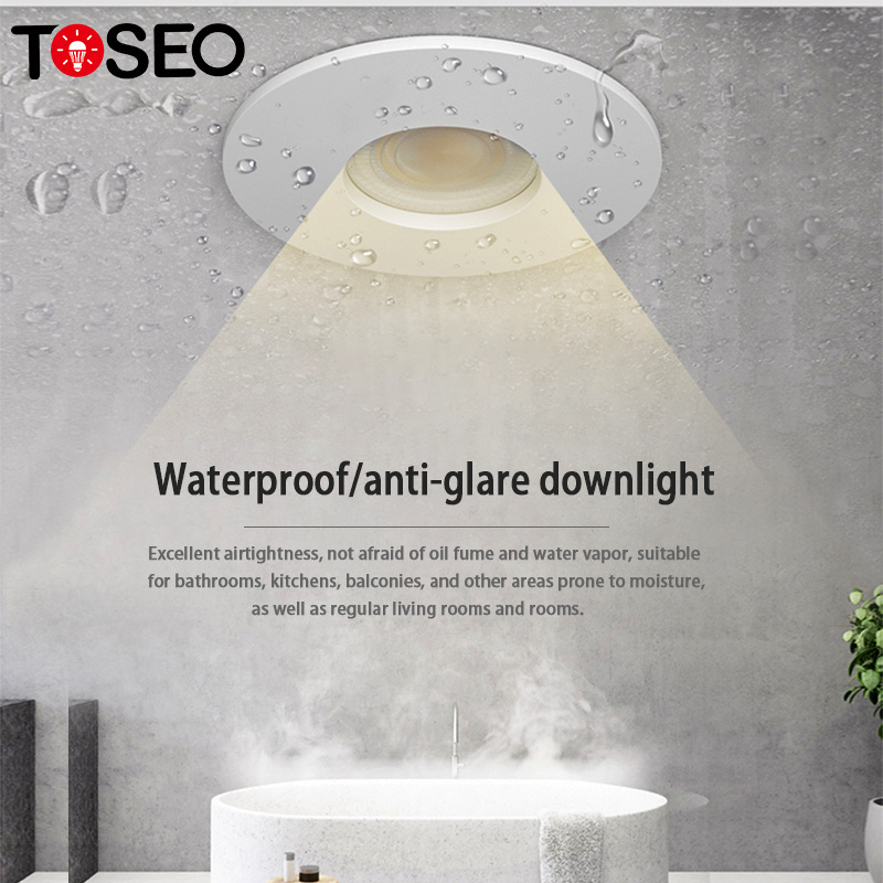 TOSEO GU10 Ceiling Light IP65  3W 5W 6W 7W Lights Die-cast Aluminum Customized Recessed Bathroom Waterproof LED Downlight