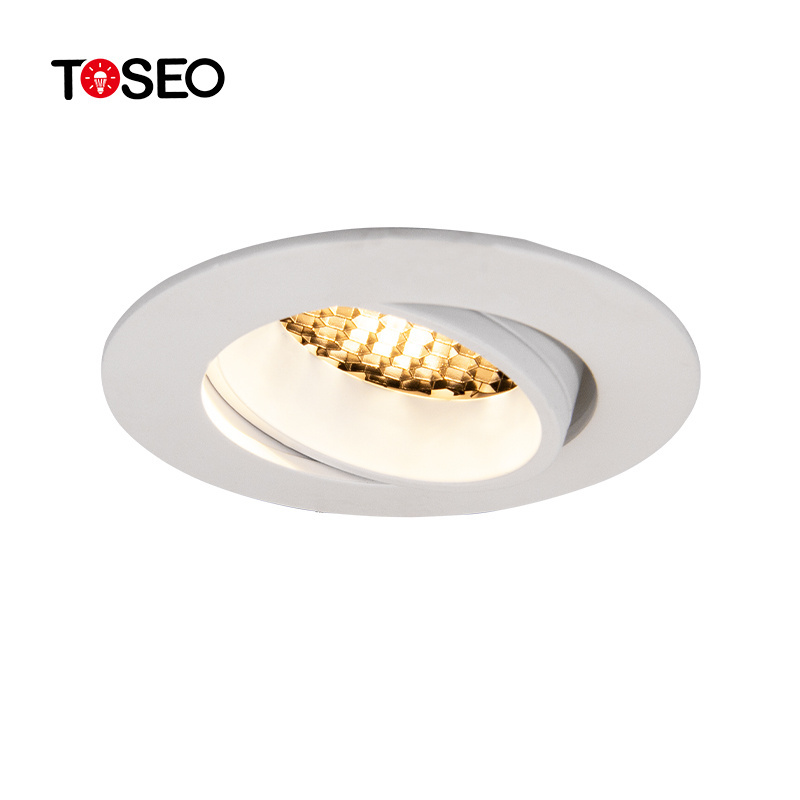 TOSEO Frame Adjustable Honeycomb Gu10 Mr16 Anti Glare Recessed Downlights Round Small Aluminum Modern Customized LED 3W 5W 6W 7W