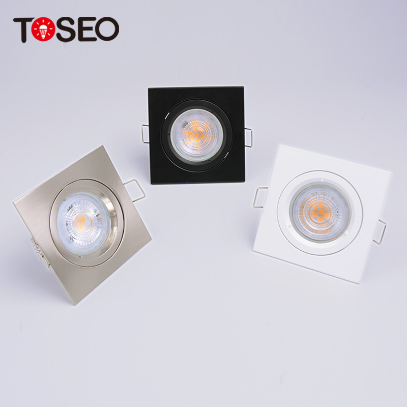 TOSEO Custom Die Casting Aluminum Lighting Fixtures IP20 Gu10 Recessed Square Led Downlight