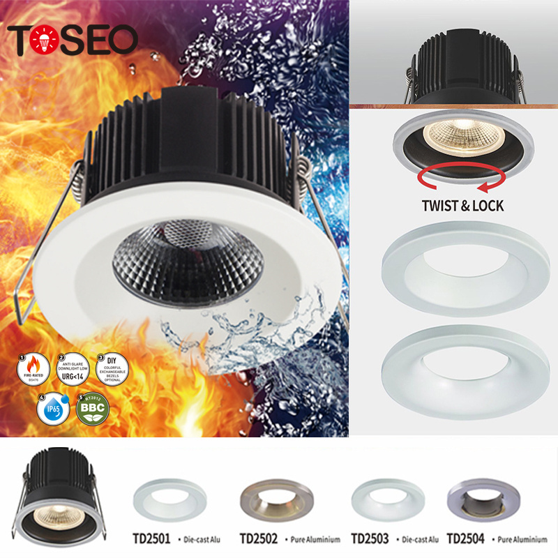 Toseo Lights11w Recessed Led Cob Fire Rated Downlights Custom Wifi Dimmable Design Smart Home Glass Aluminum Led Office Light 90