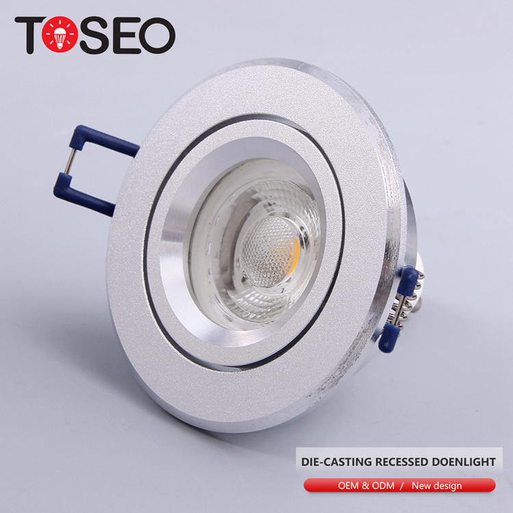 TOSEO Customized Adjustable angle Pure Aluminium Recessed 3W 5W 7W Led gu10 downlight frame