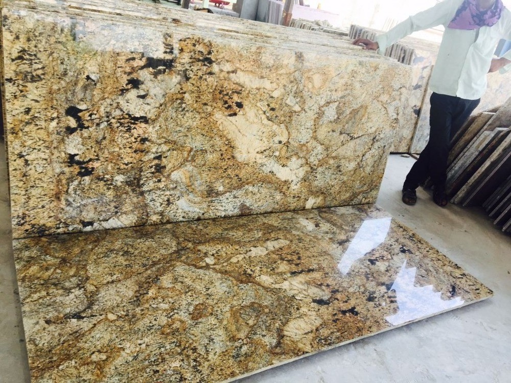 Cutter Size & Gang Saw Good Quality Alaska Gold Granite from India Slab Thick Slab Thickness Varies Between 20 Mm to 300 Mm